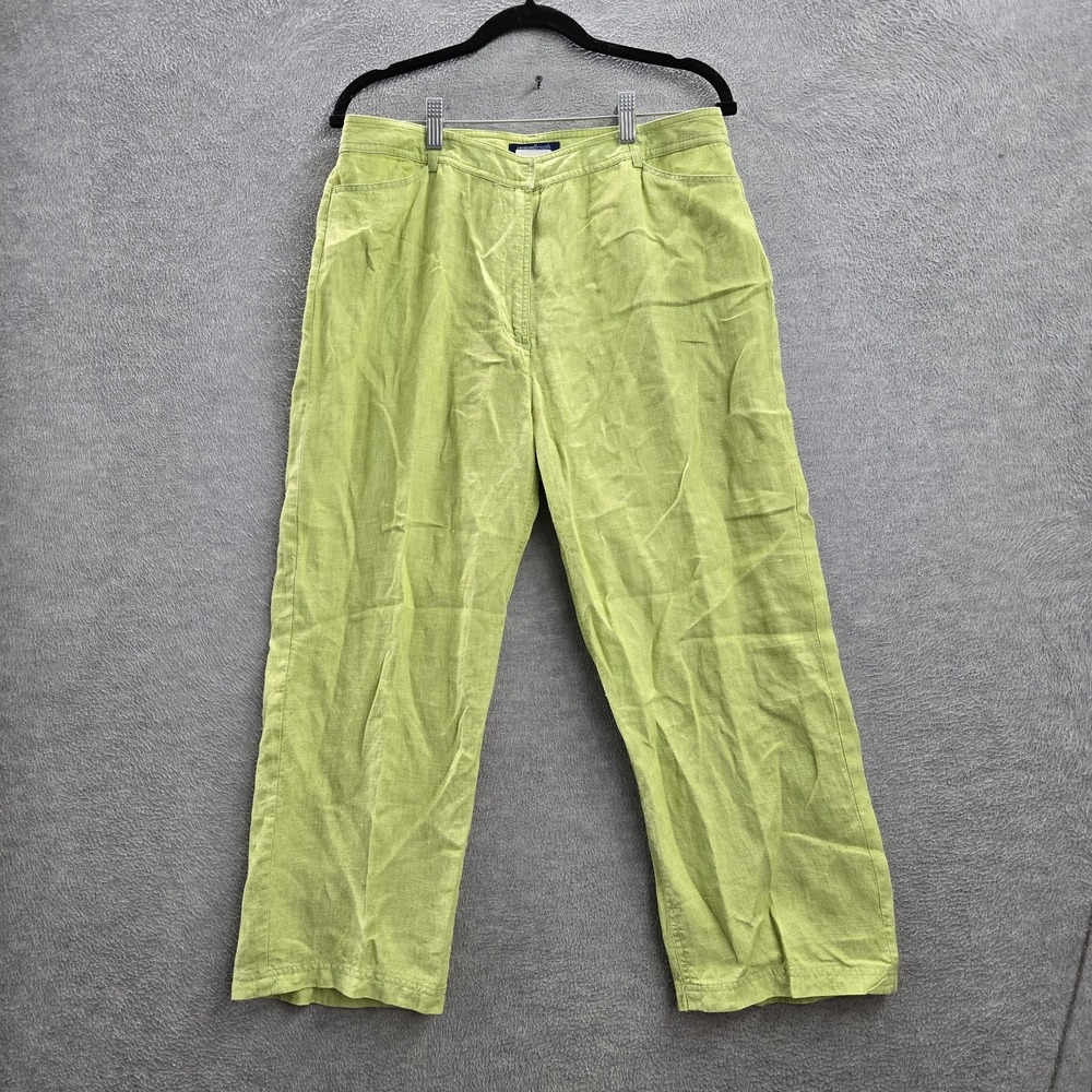 Charter Club Women Pants 12 Green Linen Cropped 23" Inseam
